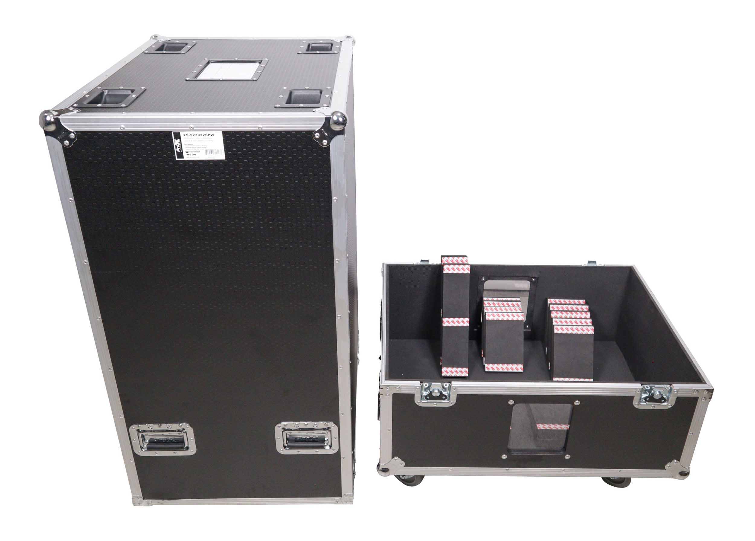 ProX XS-SP523022W, Universal Line Array Speaker Flight Case fits 4x RCF HDL30, HDL20, JBL SRX910LA, DAS SARA100 - Hollywood DJ