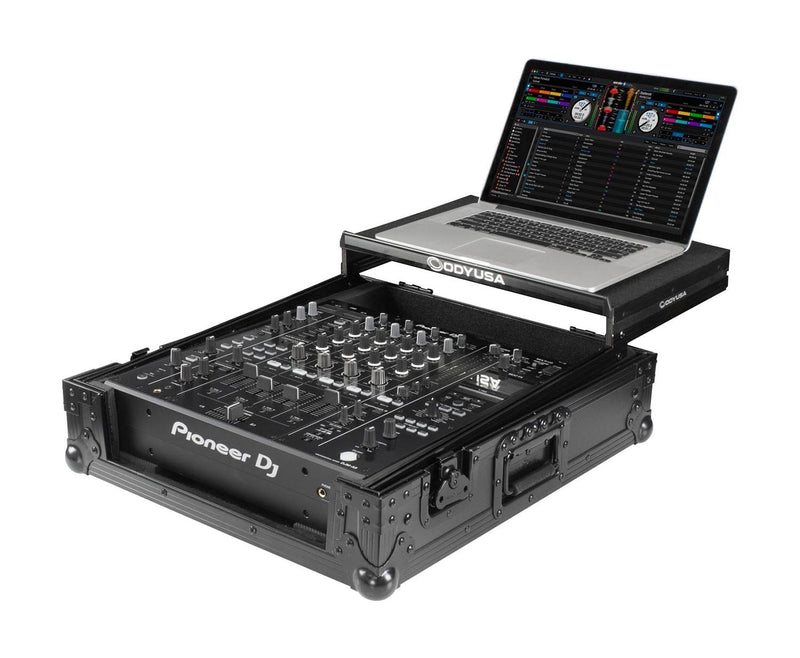 Odyssey FZGSDJMA9BL DJ Flight Case with Glide Style Laptop Platform for Pioneer DJ DJM-A9 -Black Label - Hollywood DJ