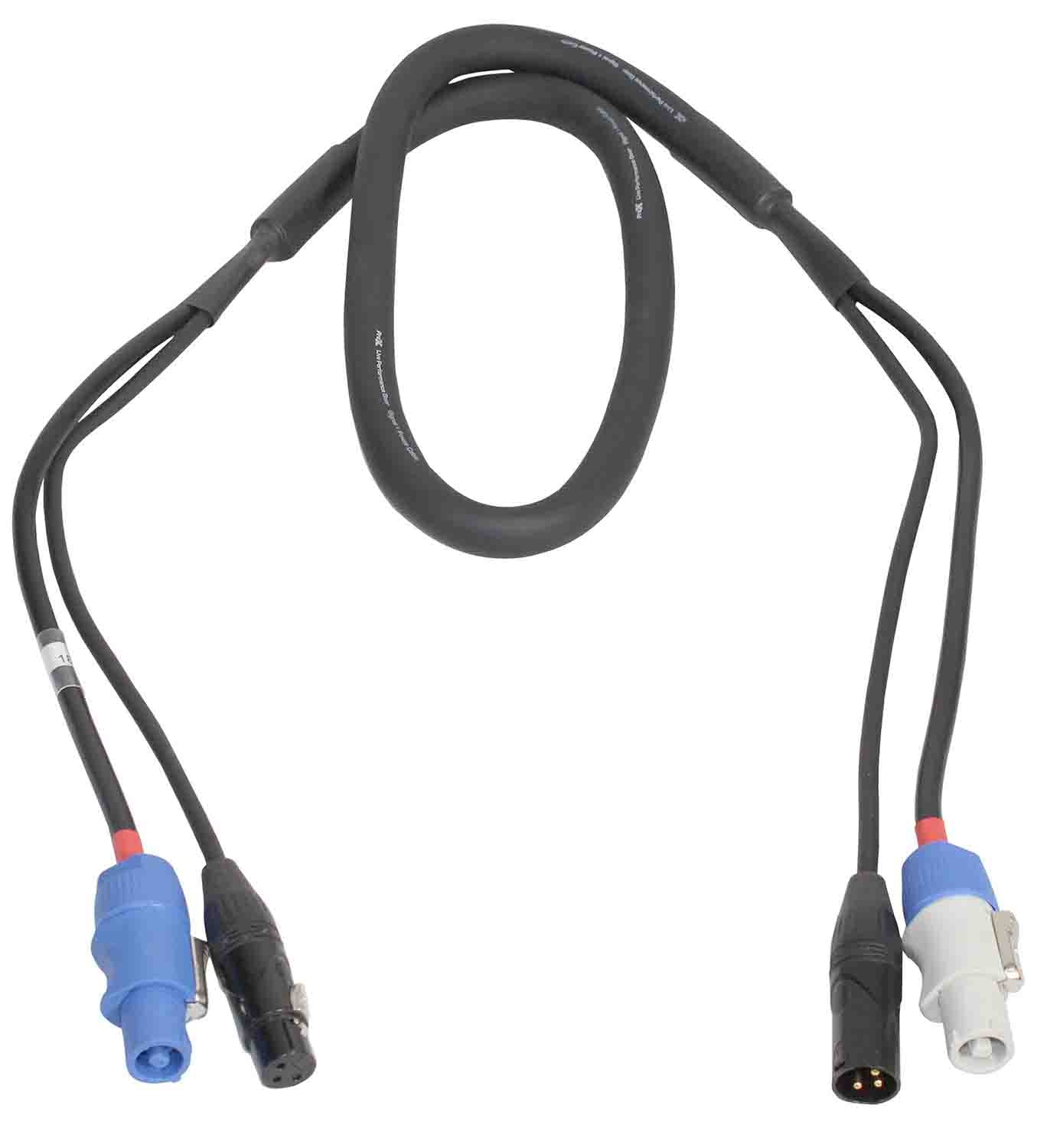 ProX XC-PWC14-DMX03 14 AWG Blue-M to Gray-M and DMX-3 XLR Male to Female Cables for Powercon Compatible Devices - 3 Feet - Hollywood DJ