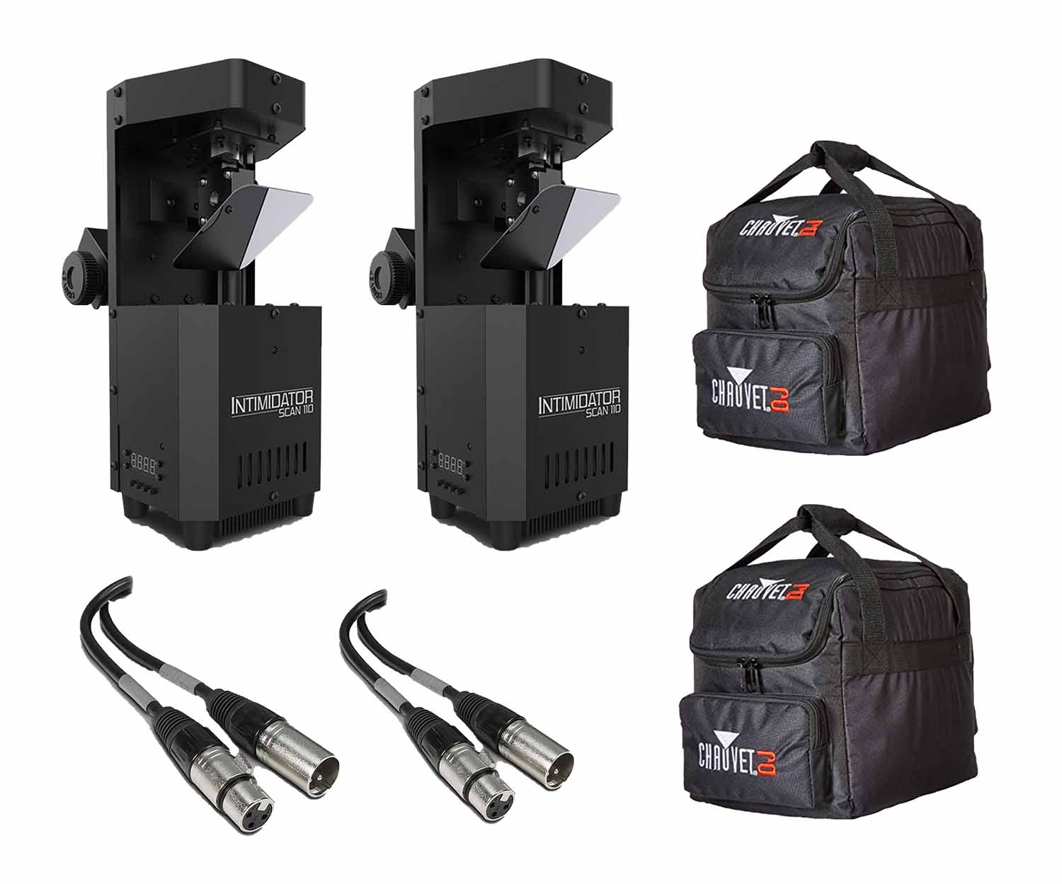 Chauvet DJ Intimidator Scan 110 Lightweight LED Moving Beam Scanners with Gear Bags Package - Hollywood DJ