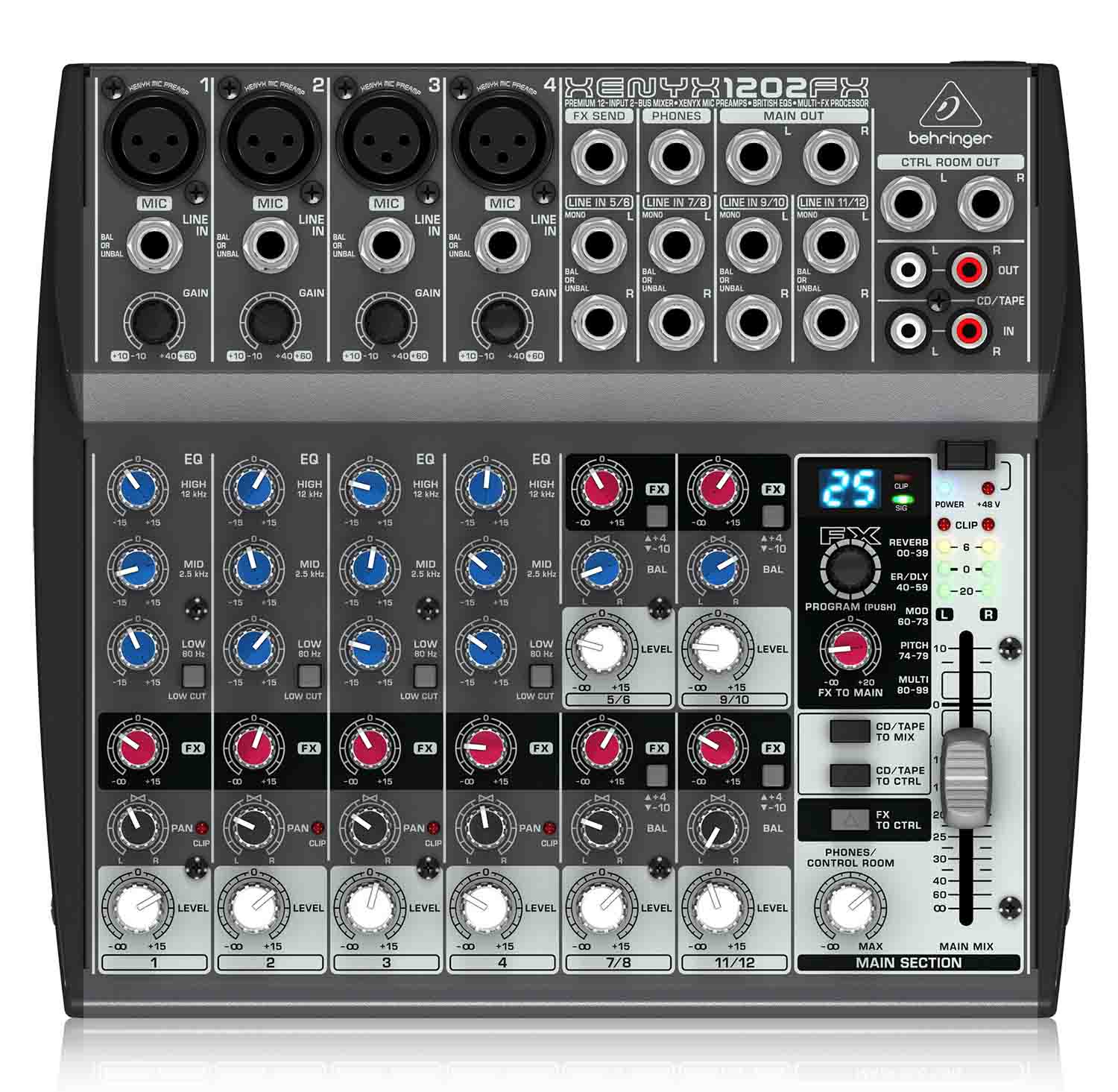 B-Stock: Behringer Xenyx 1202 FX, Premium 12-Input 2-Bus Mixer with XENYX Mic Preamps - Hollywood DJ