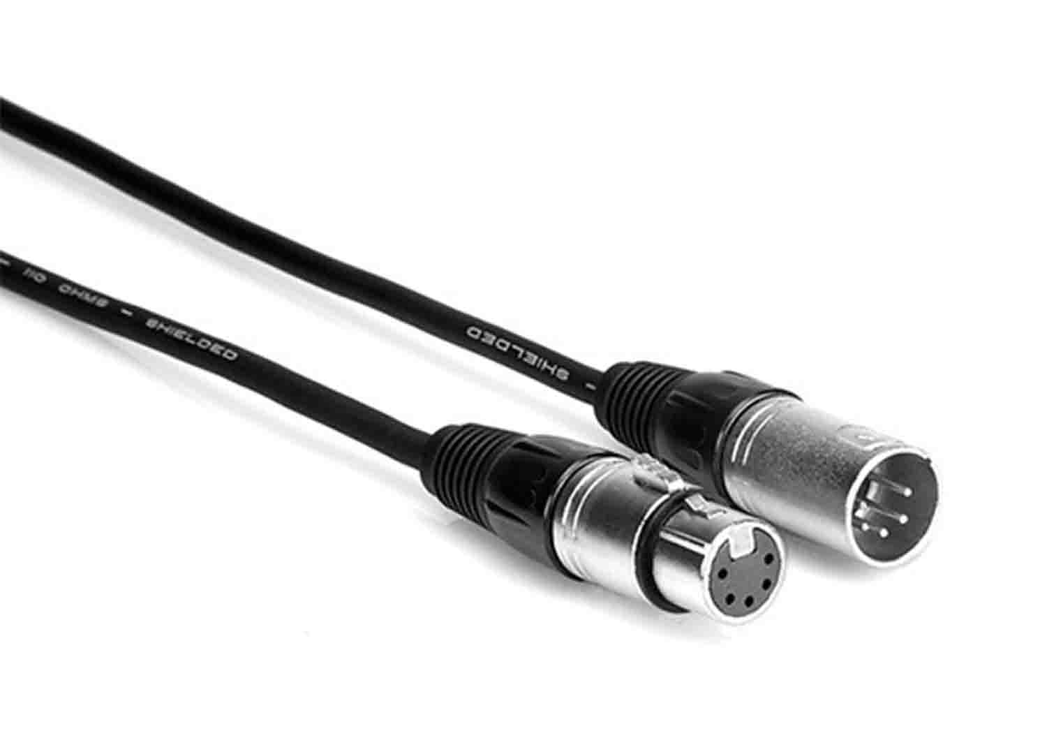 Hosa DMX-550, 5-Pin, 2-Conductor XLR5M to XLR5F DMX512 Cable, 50 feet - Hollywood DJ