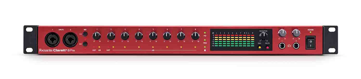 Focusrite Clarett+ 8Pre Rackmount 18x20 USB Type-C Audio/MIDI Interface - Hollywood DJ