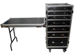 ProX XS-7DTW, 7 Drawer Workstation Case with Folding Lid Side Table on Wheels - Hollywood DJ