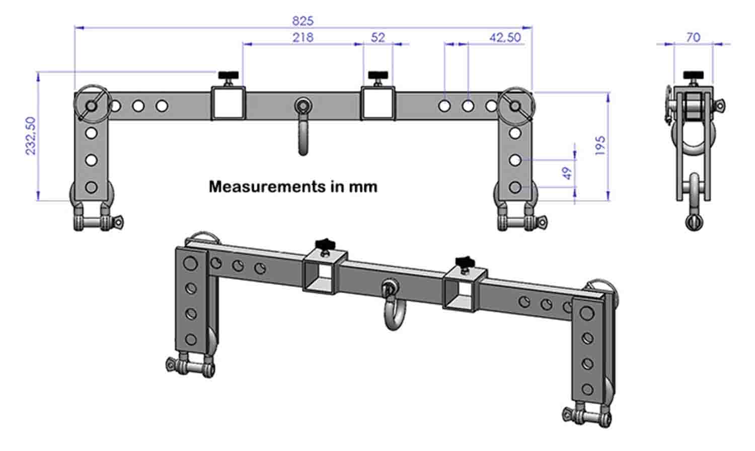 ProX XT-AC582B, Fenix Stand Mount for Hercules Line Array Lift Systems - Black - Hollywood DJ