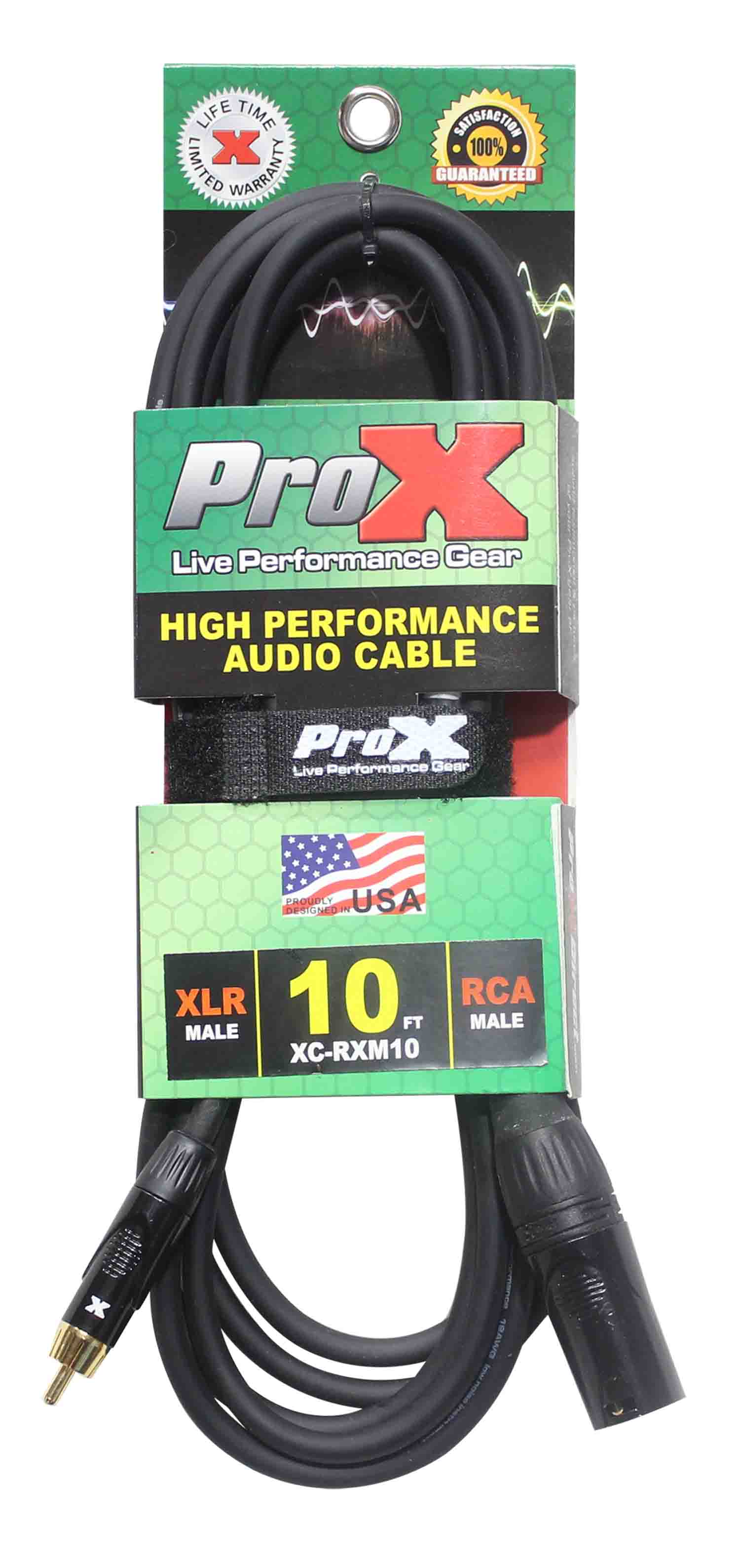 Prox XC-RXM10 Unbalanced RCA to XLR3-M High Performance Audio Cable - 10 Feet - Hollywood DJ