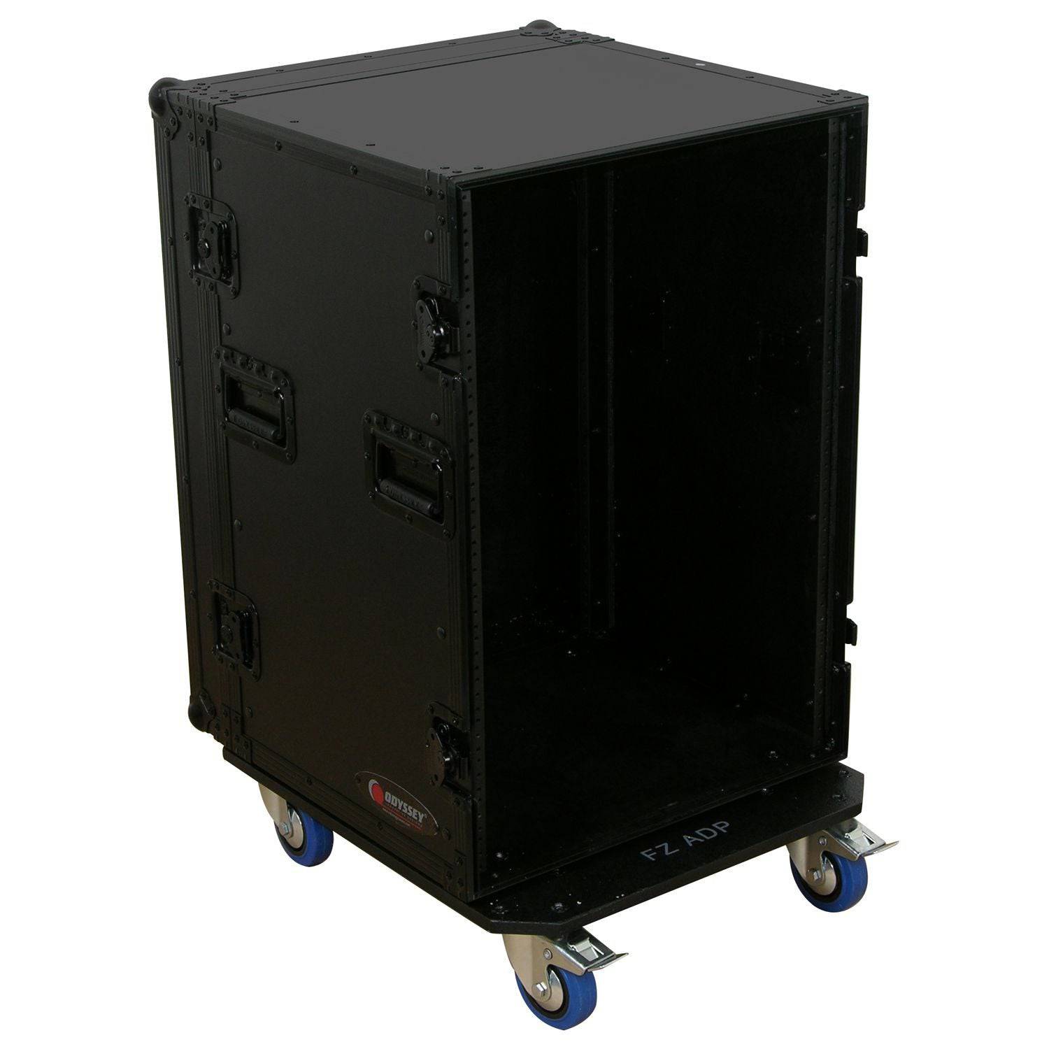 Odyssey FZAR16WBL, 16U Pro Amp Rack with Casters - Black - Hollywood DJ