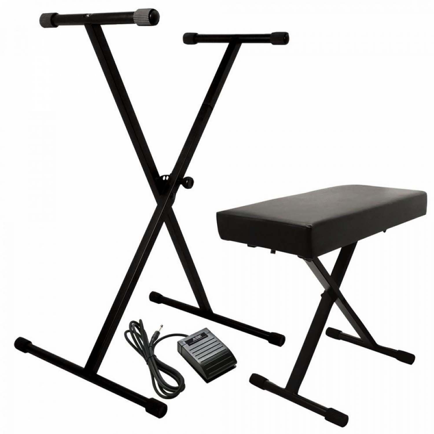On Stage KPK6520 CB Keyboard Stand and Bench Pack with Keyboard Sustain - Hollywood DJ