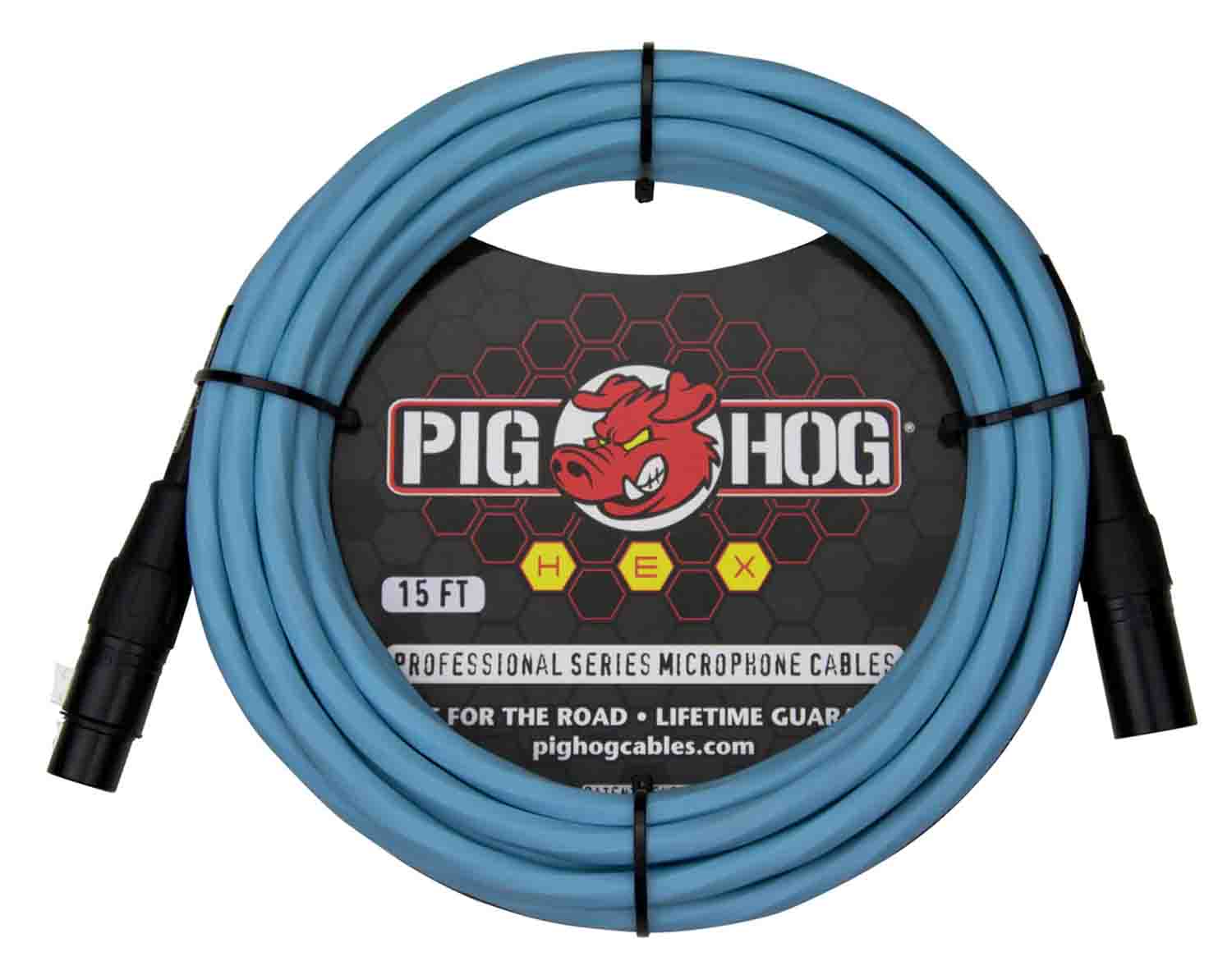Pig Hog PHMH15DB, Hex Series Mic Cables (Daphne Blue, 15ft) - Hollywood DJ
