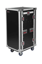Gator Cases G-TOUR 10X16 PU, 10U Top 16U Side Console Rack Case with Casters - Hollywood DJ