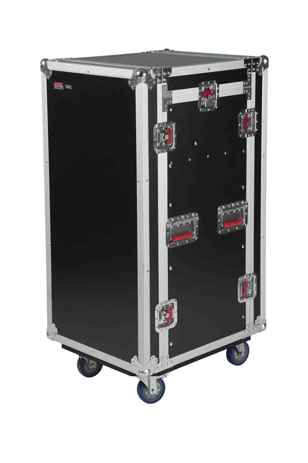 Gator Cases G-TOUR 10X16 PU, 10U Top 16U Side Console Rack Case with Casters - Hollywood DJ