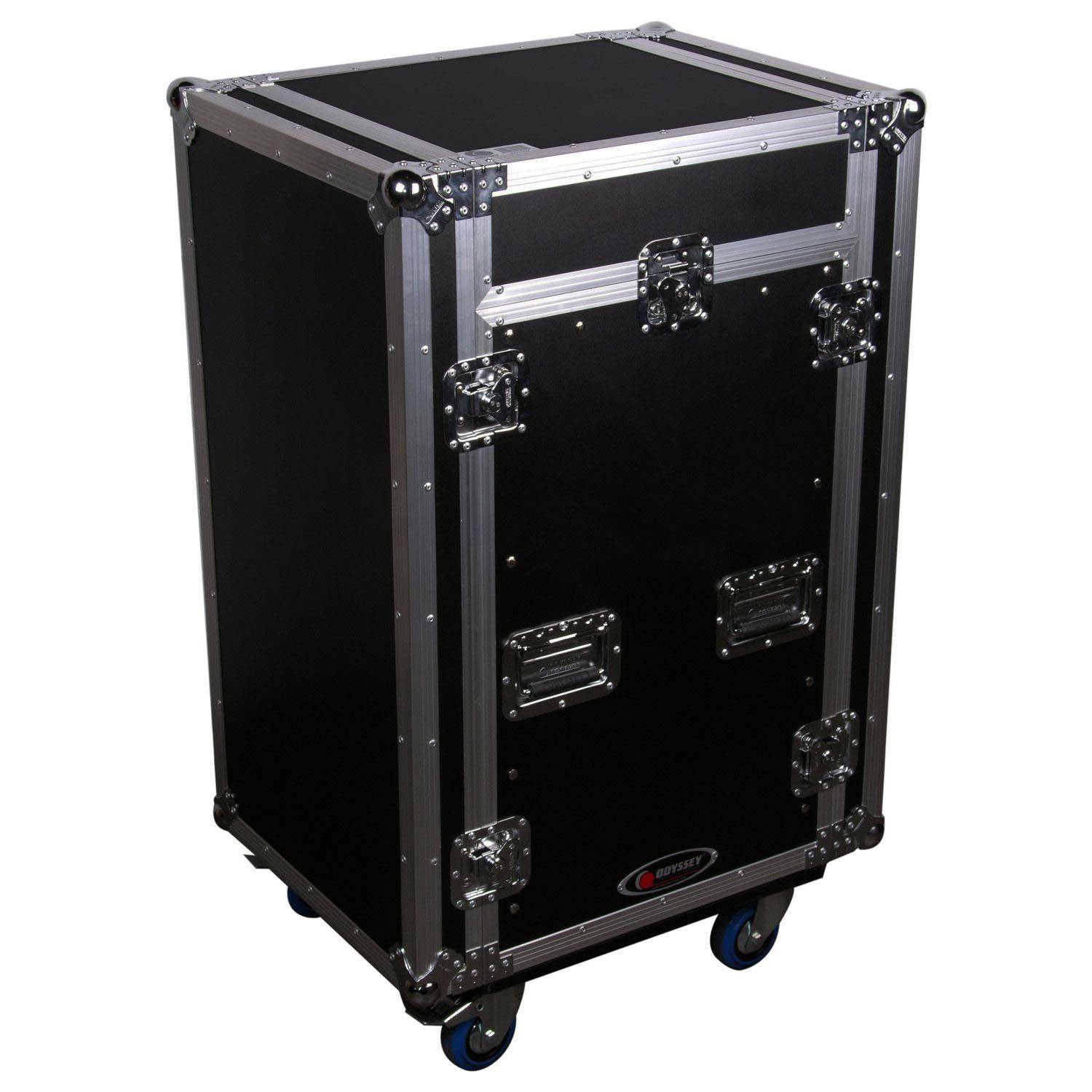 Odyssey FZ1116W 11U Top Slanted 16U Vertical Pro Combo Rack with Casters - Hollywood DJ