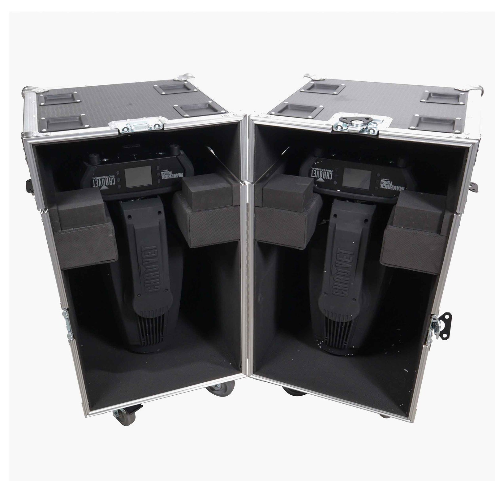 ProX XS-MH275X2W, ATA Flight Style Road Case for (2) Moving Head Lighting Fixtures with (6) 4-inch Casters by ProX