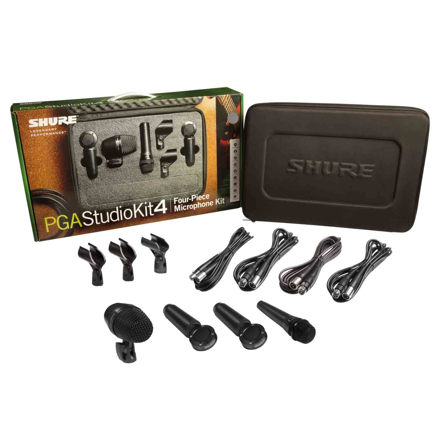 Shure PGA Studio Kit 4 Microphone Package with Clips Cables and Case | Open Box Shure