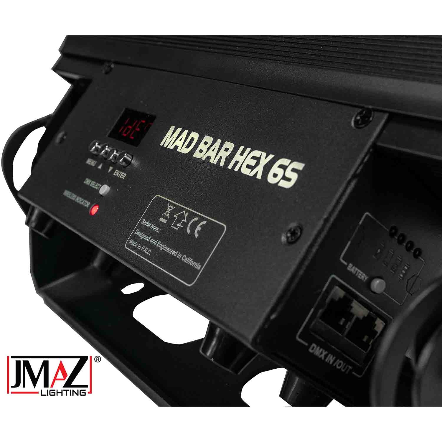 JMAZ JZ1009, Mad Bar HEX 6S 72w Battery Powered Linear Fixture with 6 HEX (RGBWA+UV) LEDs JMAZ