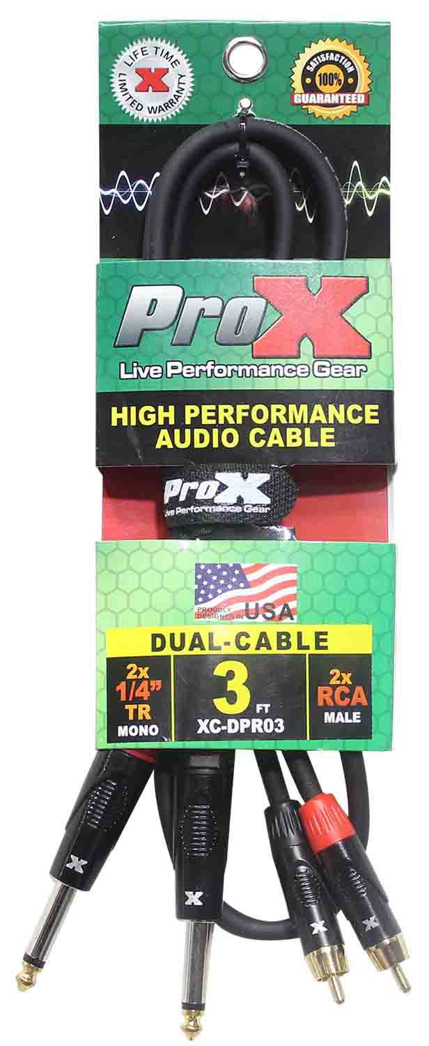 Prox XC-DPR03 Unbalanced Dual 1/4" TS-M to Dual RCA-M High Performance Audio Cable - 3 Feet - Hollywood DJ