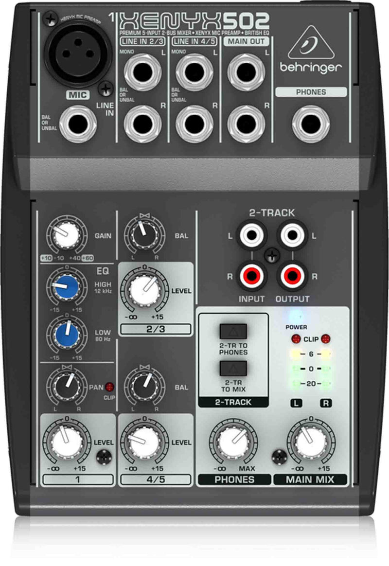 Behringer 502, Premium 5-Input 2-Bus Mixer with XENYX Mic Preamp and British EQ - Hollywood DJ