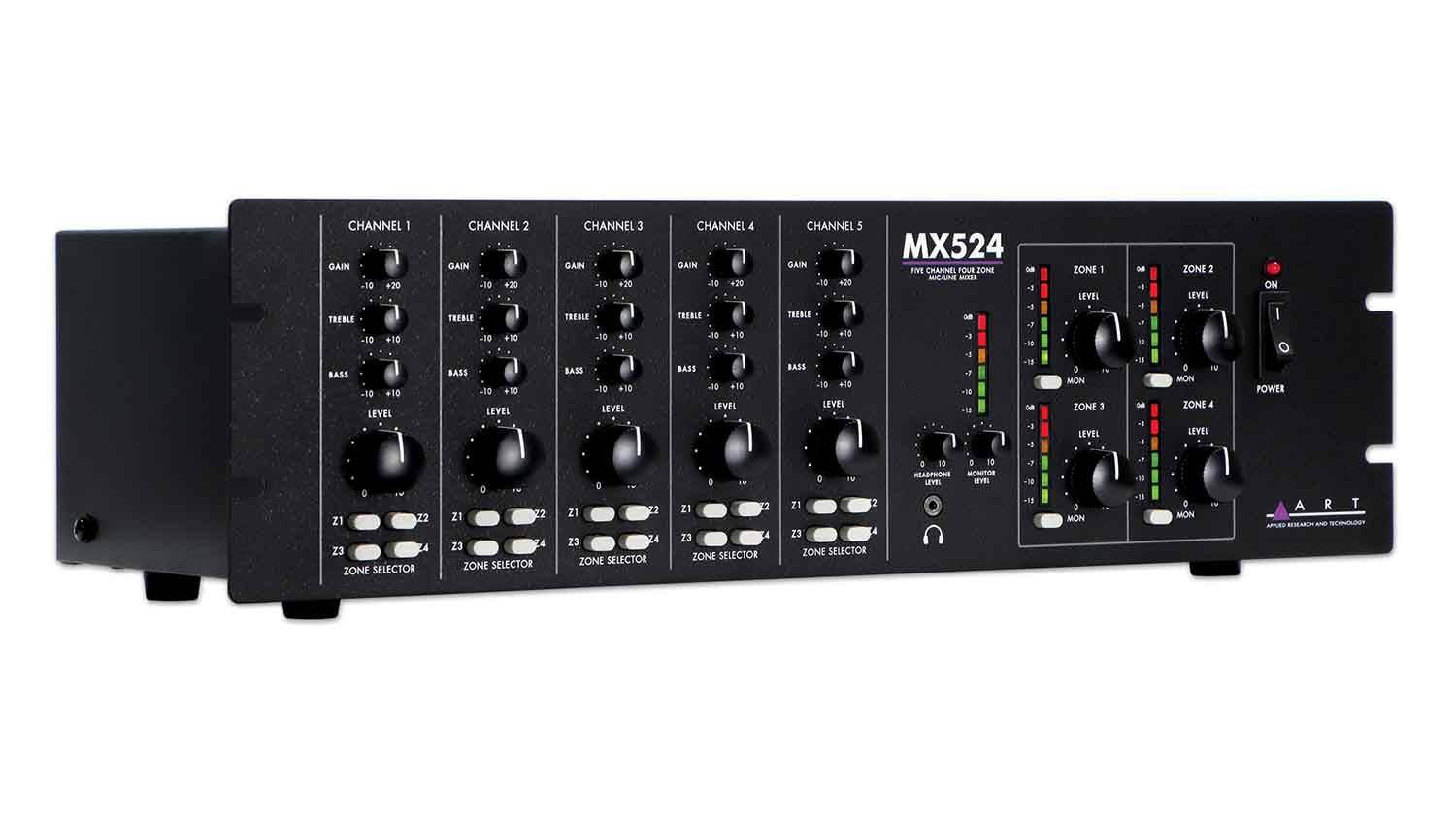 ART MX524 Five Channel Four Zone Mic/Line Mixer - Hollywood DJ