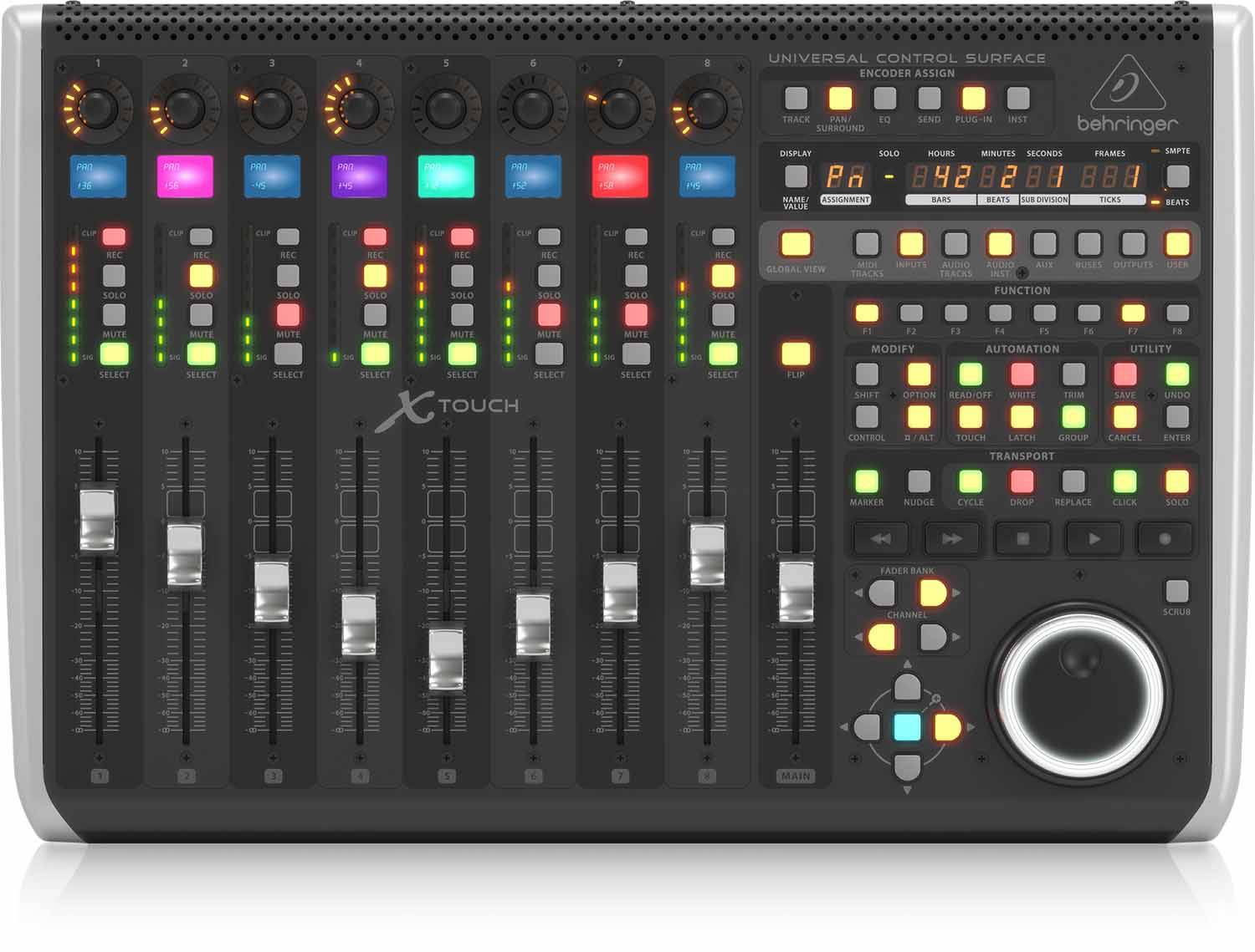 Behringer X-TOUCH, Universal Control Surface With 9 Touch-Sensitive Motor Faders, LCD Scribble Strips And Ethernet/USB/MIDI Interface - Hollywood DJ