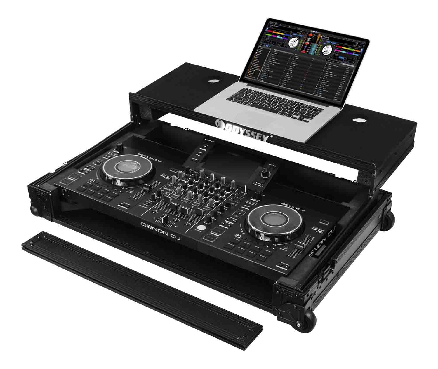 Odyssey 810SC4M DJ Flight Case with Glide Style Laptop Platform for Denon DJ SC LIVE 4 I-Board - Hollywood DJ
