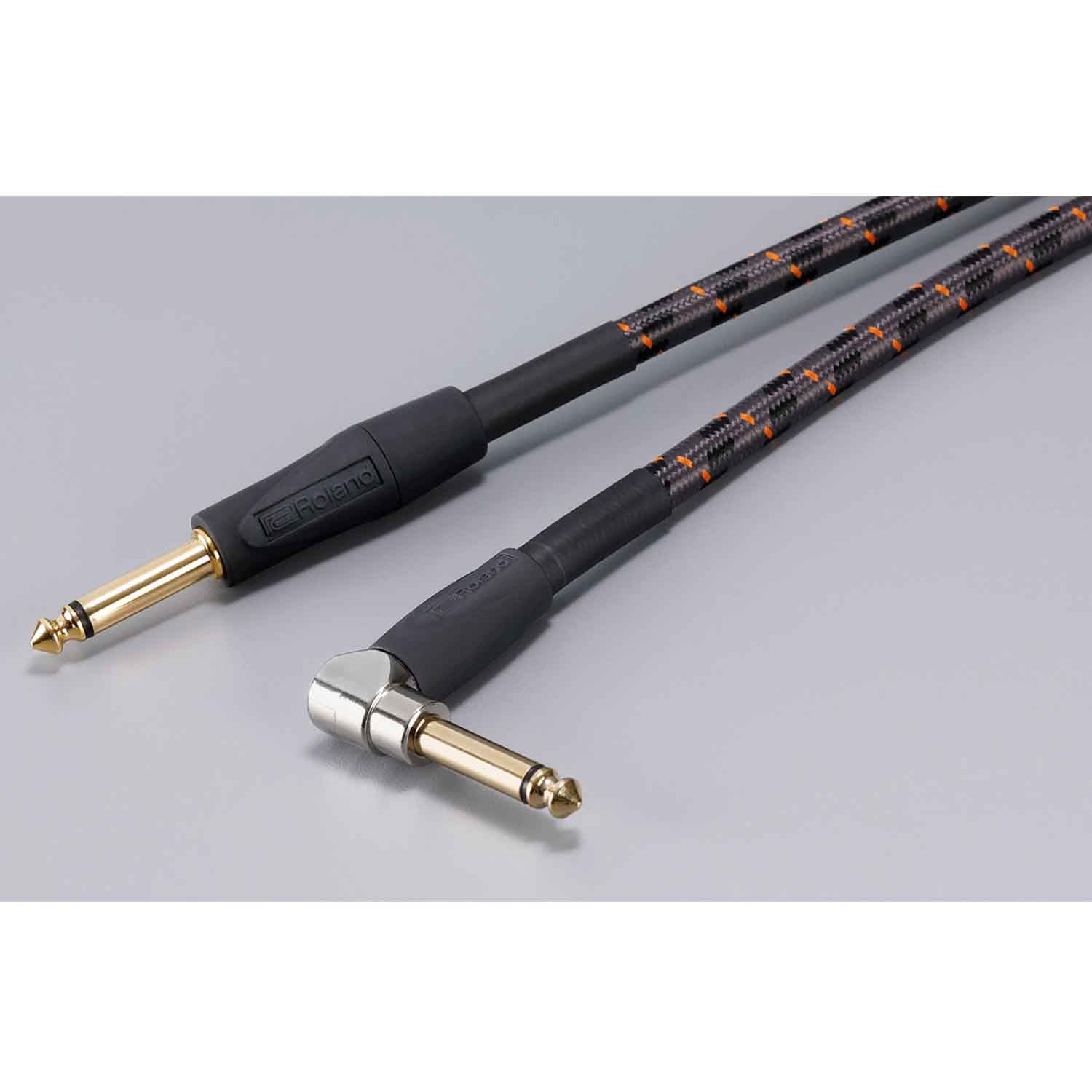 Roland RICG10A, Gold Series Straight to Right Angle Instrument Cable - 10 Feet - Hollywood DJ