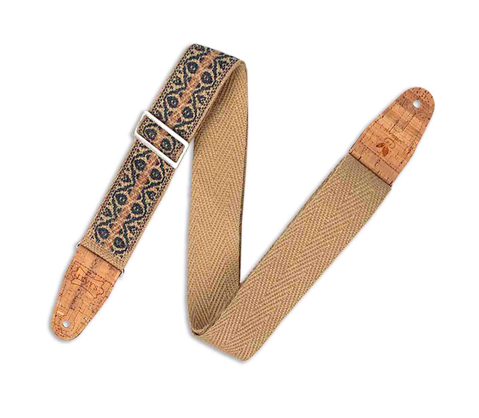 Levy's Leathers MH8P-007, 2 Inch Hemp Vegan Guitar Strap with Berry and Taupe Motif - Hollywood DJ