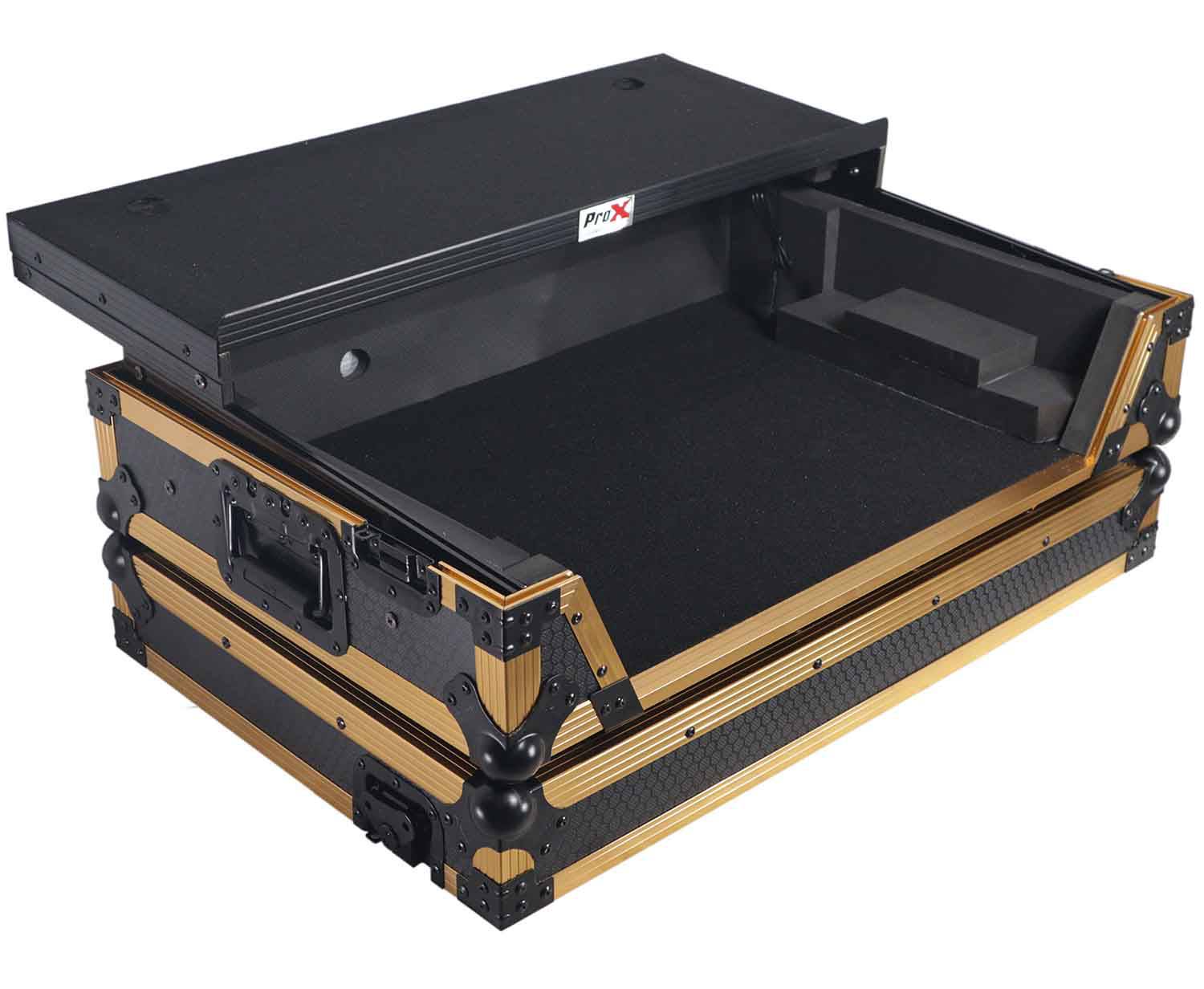 ProX XS-RANEONE WLT FGLD, ATA Flight Style Road Case for RANE ONE DJ Controller with Laptop Shelf in Limited Edition Gold - Hollywood DJ