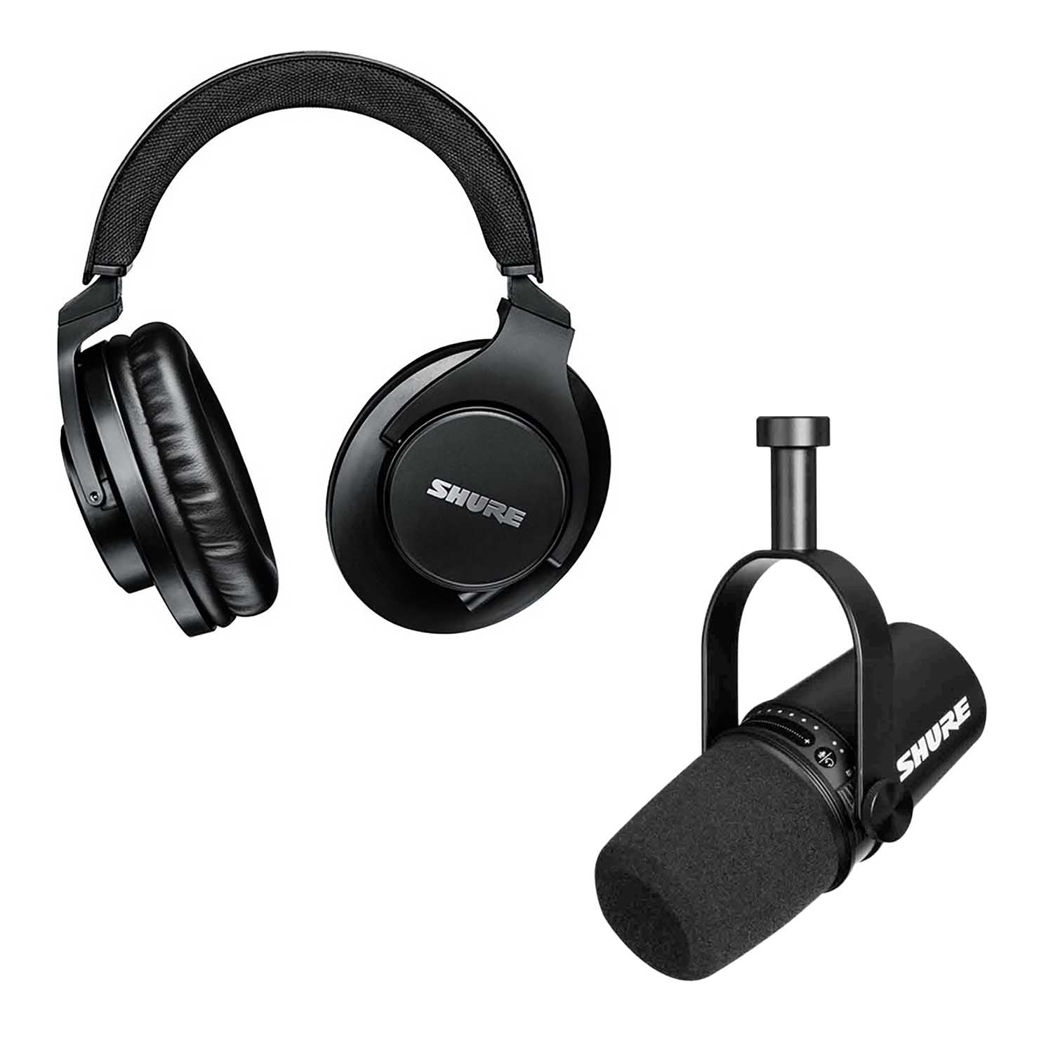 Shure Podcast Package with SRH440A Studio Headphones and MV7-K USB Podcast Microphone - Hollywood DJ