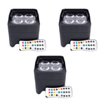 ColorKey CKW-6020B, 3 Pack of MobilePar Uplight Mini Hex 4, Battery Powered Wireless Par Fixture Light - Hollywood DJ