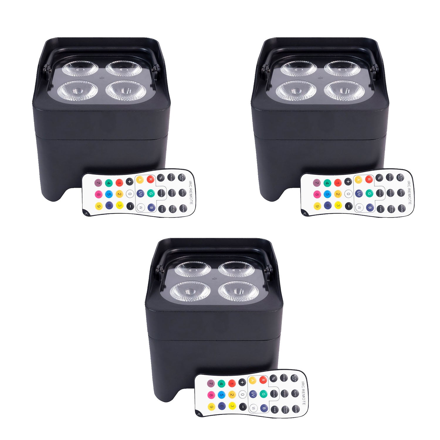ColorKey CKW-6020B, 3 Pack of MobilePar Uplight Mini Hex 4, Battery Powered Wireless Par Fixture Light - Hollywood DJ