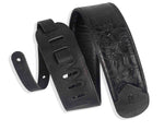 Levy's Leathers M4WP-007 3” Embossed Leather Guitar Strap - Black - Hollywood DJ