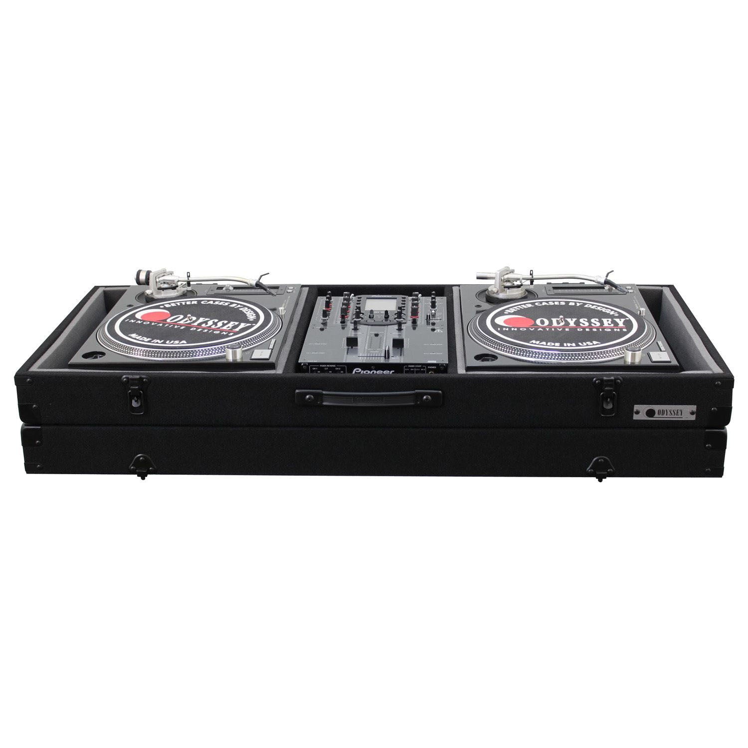 Odyssey CBM10E, Universal 10" Format DJ Mixer and Two Battle Position Turntables Carpet Coffin Case Odyssey