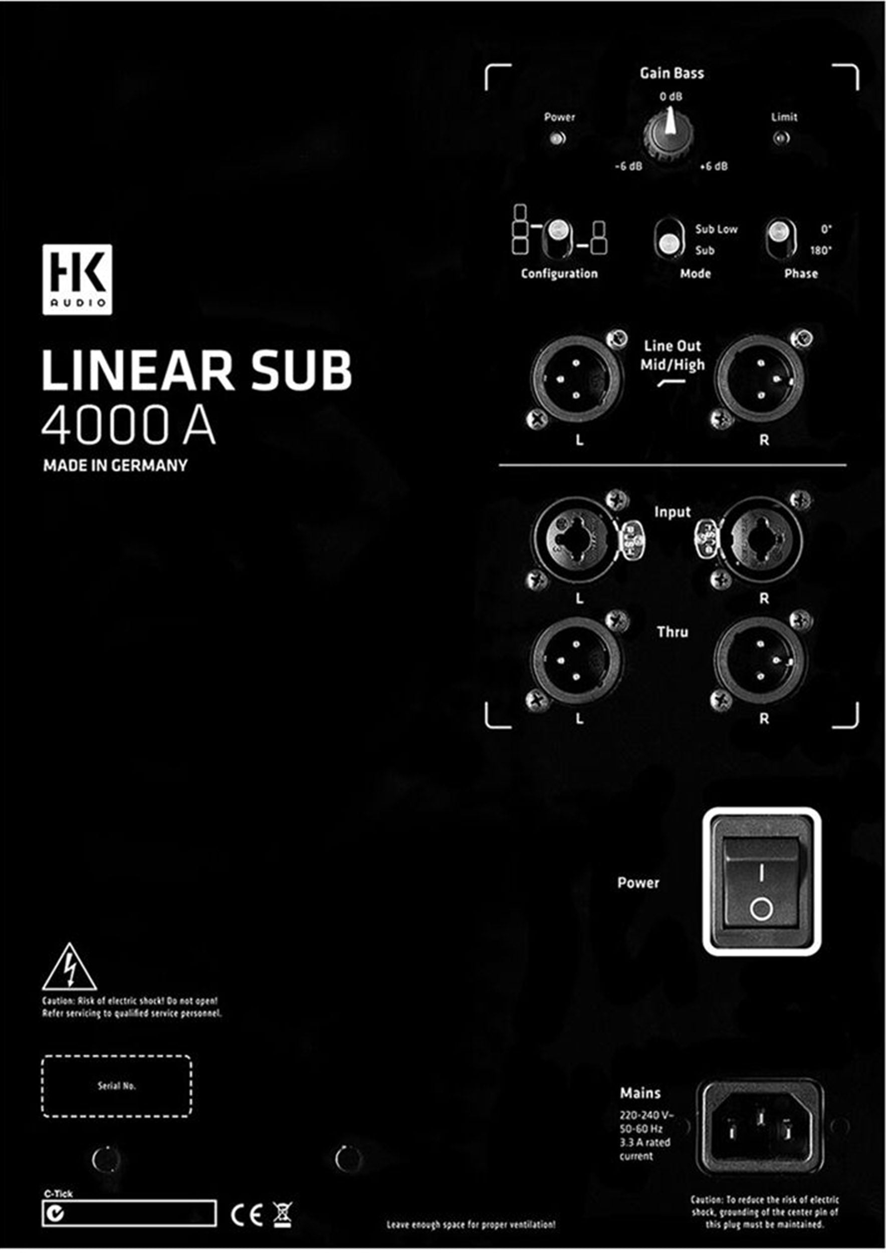 HK Audio LSUB-4000, 1200W 18-Inch Passive Dual Vented Subwoofer - Black HK Audio