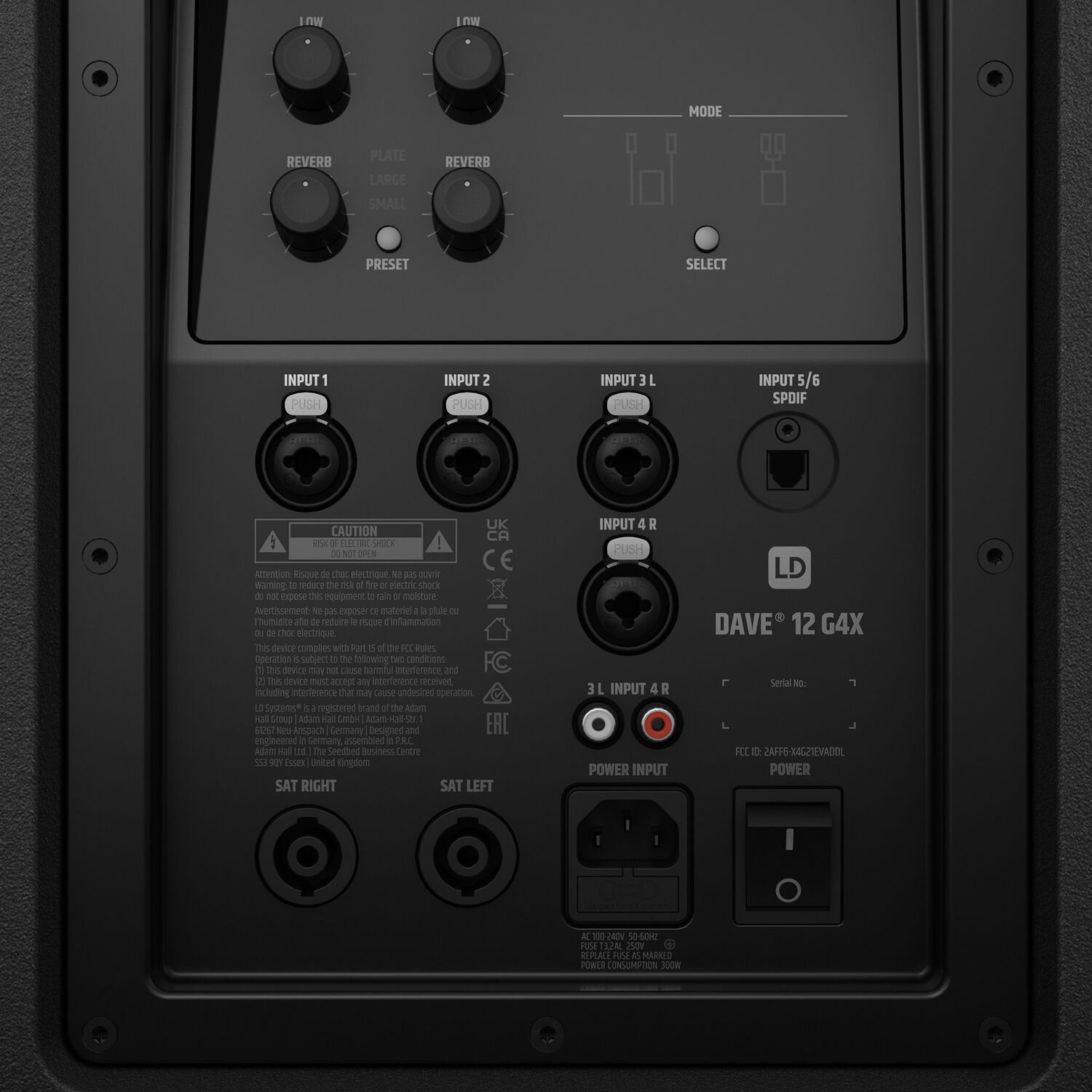 LD Systems DAVE 12 G4X Compact 2.1 Powered PA System with Bluetooth and Mixer - 750W RMS - Hollywood DJ