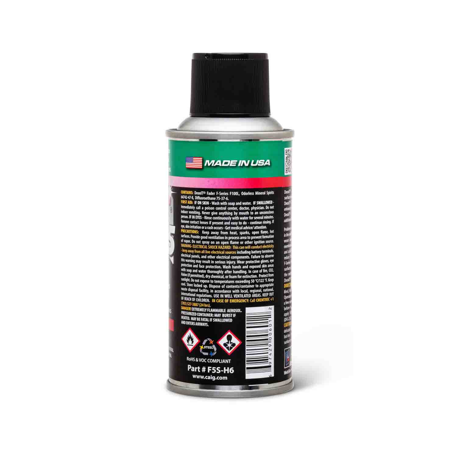 Hosa F5S-H6 CAIG DeoxIT FaderLube 5% Spray, 5 oz - Hollywood DJ
