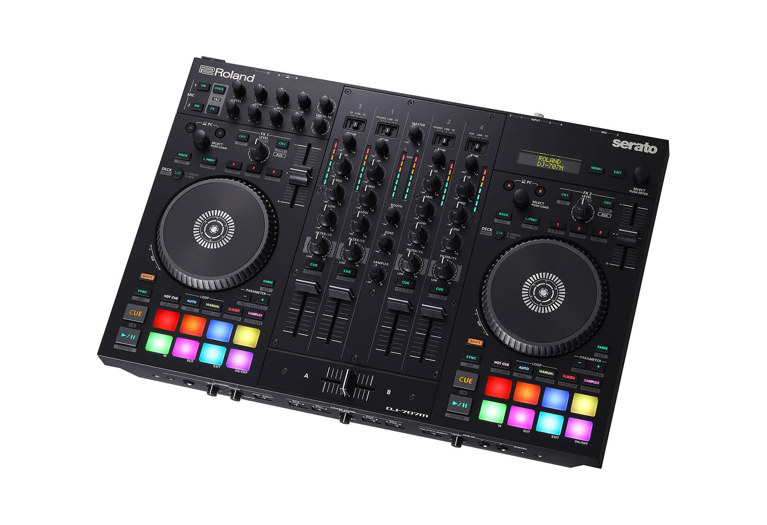 Roland DJ-707M, Four-Channel, Four-Deck Serato DJ Controller With Dual USB Ports - Hollywood DJ