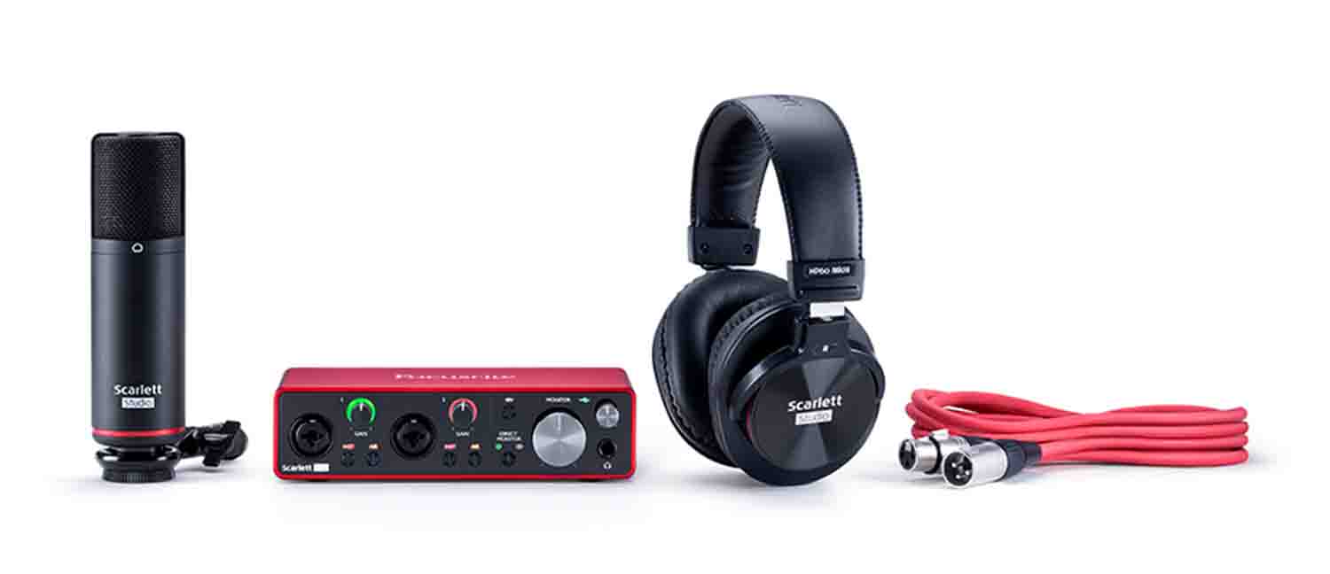 Focusrite Scarlett 2i2 Studio 3rd Gen 2x2 USB Audio Interface with Microphone and Headphones - Hollywood DJ