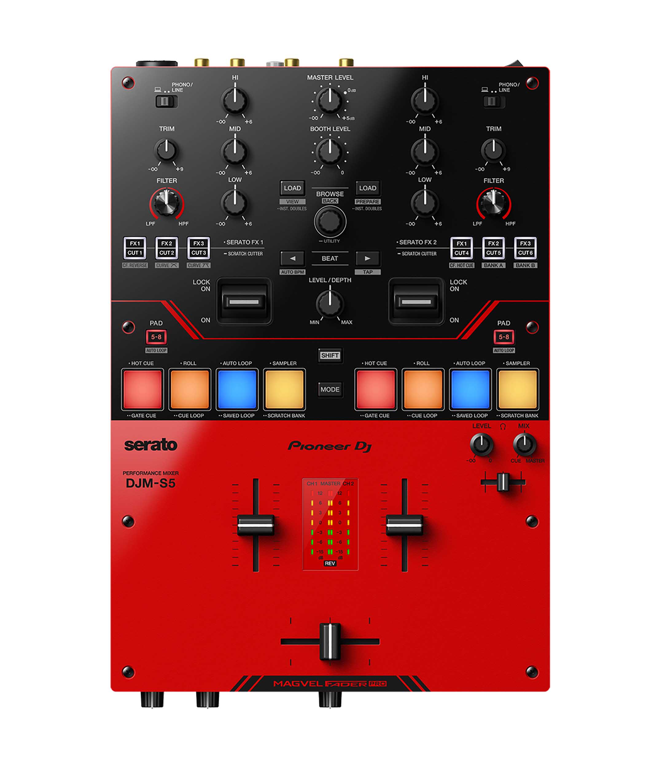 Pioneer DJ PLX-CRSS12 Hybrid Turntable Package with 2-Channel DJ Mixer S5 for Serato DJ Pro by Pioneer DJ