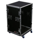 Odyssey FZSRPAR16W, 16U Space Saver Pro Amp Rack Flight Case With Wheels - Hollywood DJ