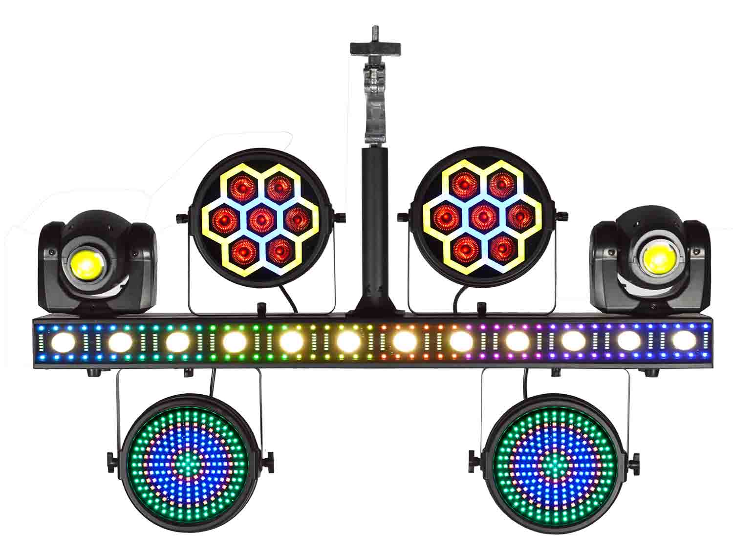 JMAZ JZ2008 Versa Flex Bar All-In-One Lighting System with 2 Movers and FX Bar - Hollywood DJ