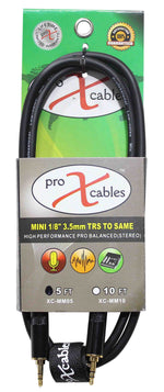 Prox XC-MM05 Balanced TRS-M Mini 1/8" to TRS-M Mini 1/8" High Performance Audio Cable - 5 Feet - Hollywood DJ
