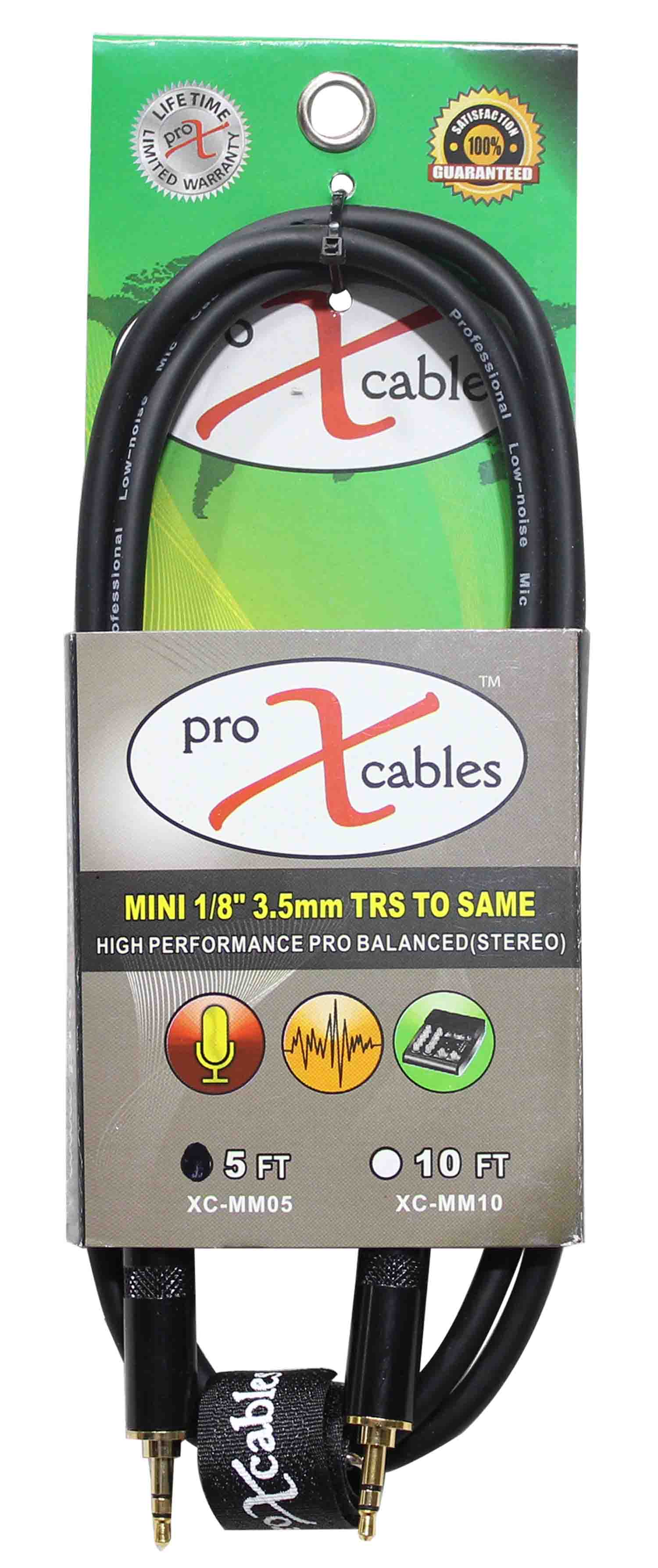 Prox XC-MM05 Balanced TRS-M Mini 1/8" to TRS-M Mini 1/8" High Performance Audio Cable - 5 Feet - Hollywood DJ