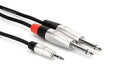 Hosa HMP006Y , Pro Stereo Breakout REAN 3.5 mm TRS to Dual 1/4 in TS - 6FT - Hollywood DJ