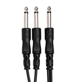 Hosa CYP-105, 1/4" TS Male to Dual 1/4" TS Male Y Cable - 5 Feet - Hollywood DJ