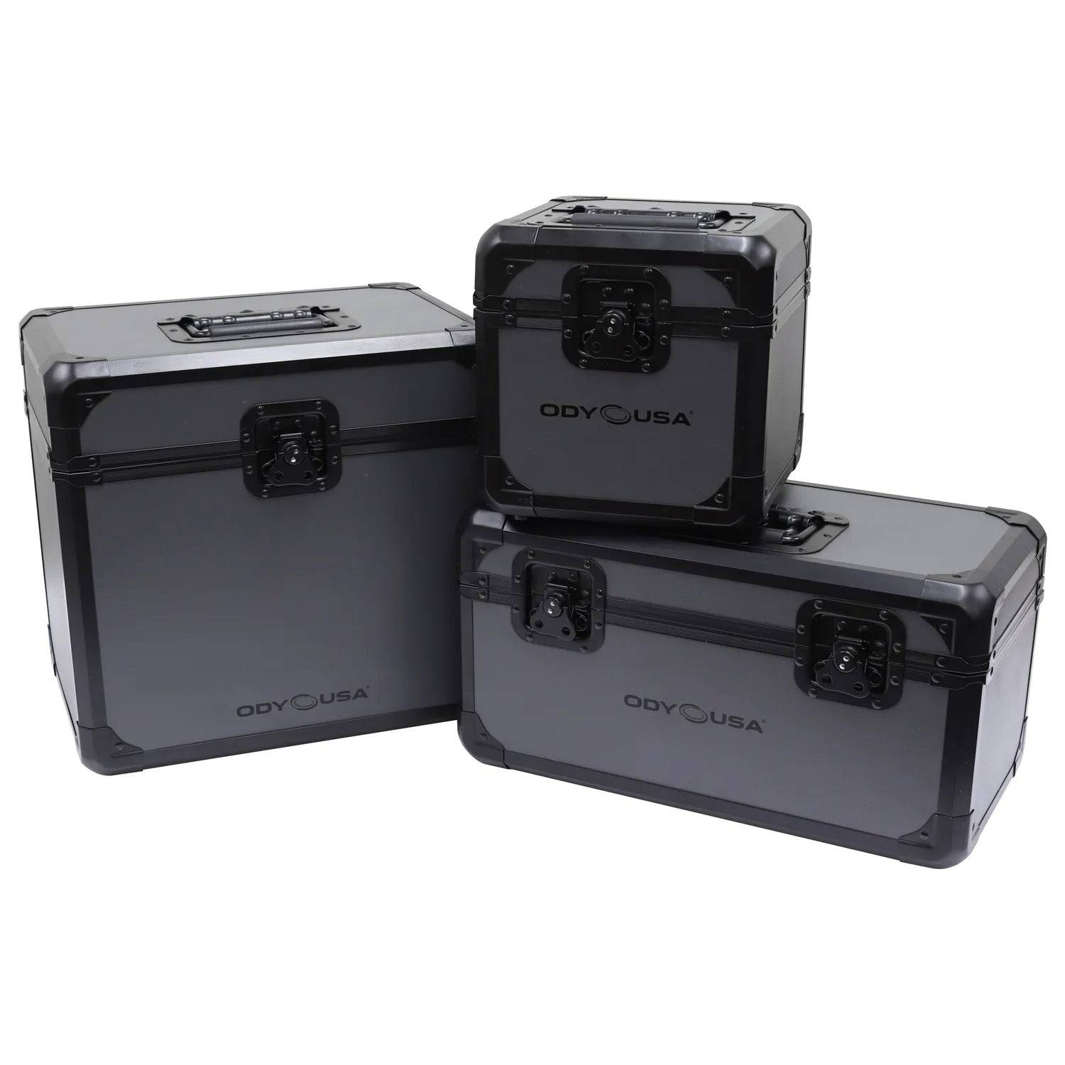 Odyssey K45120BLG Utility Case for 120 7″ Vinyl Records - Black KROM on Gray - Hollywood DJ