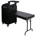 B-Stock: Odyssey FZGS1116WDLXBL Deluxe Black 11U Top Slanted 16U Bottom Vertical Pro Combo Rack with Casters, Side Table, and Glide Platform - Hollywood DJ