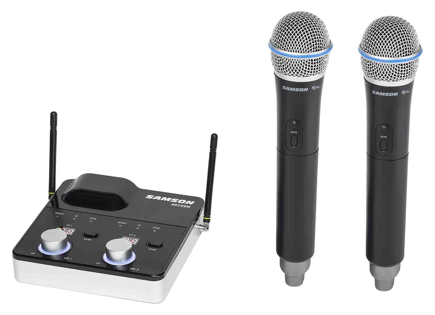 Samson SWC288MHQ8-D Concert 288m Handheld Dual-Channel Wireless Handheld Microphone System - Hollywood DJ