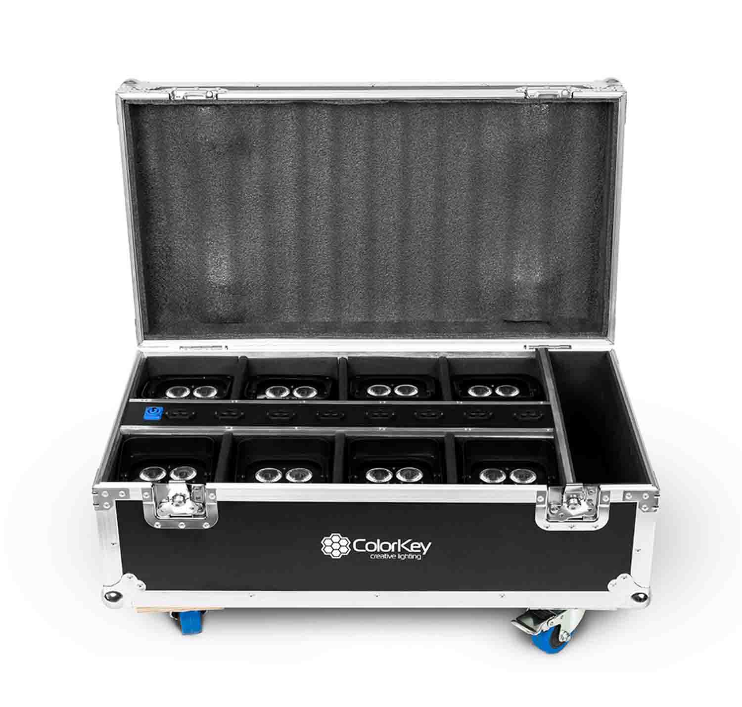 Colorkey CKU-7078-KIT AirPar HEX 4, 8-Pack Bundle with Charging Road Case - Hollywood DJ