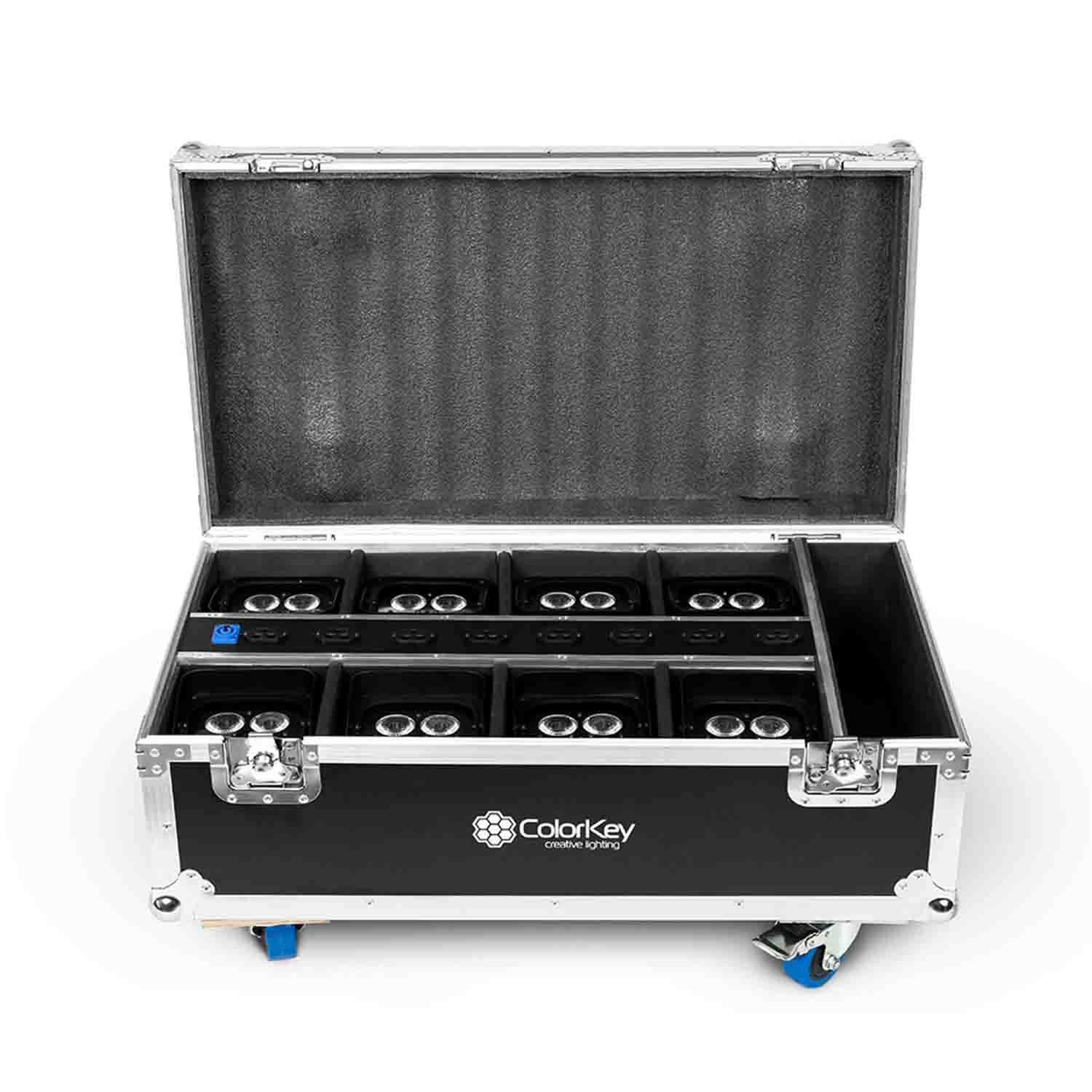 Colorkey CKU-9078, 8-PC Charging Road Case for Airpar Hex 4 - Hollywood DJ