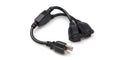Hosa YAC-407, Dual NEMA 5-15R to NEMA 5-15P Power Extension Y Cable, 1.5 Feet - Hollywood DJ